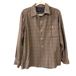Sir Pendleton Mens M Plaid Wool Shirt Heritage Western Lodge Grunge